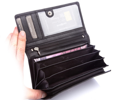 Money Maker Damen Leder Portemonnaie schwarz
